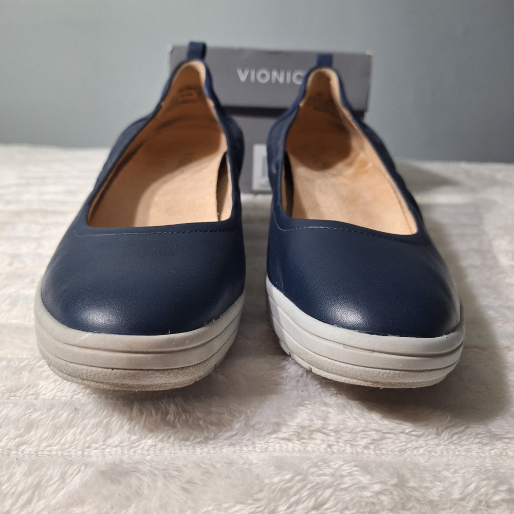 Vionic Jacey Slip-Ons Slip-on Wedge Shoes Womens 8.5 Navy Gray Sole Comfort - Picture 3 of 13